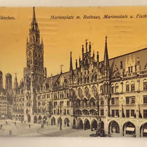 München Marienplatz m Rathaus Mariensäule u Fischbrunnen  82025