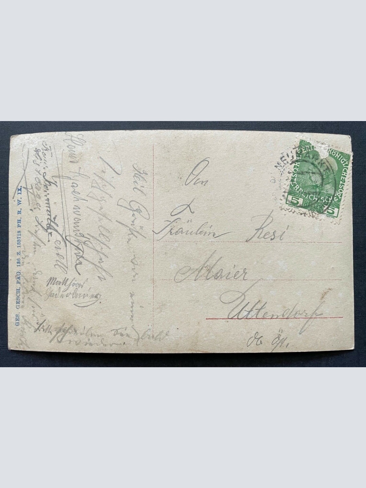 Porträt Frau Stirnband Kleid Tracht Locken Flagge Deutschland Präge 400375 TH F