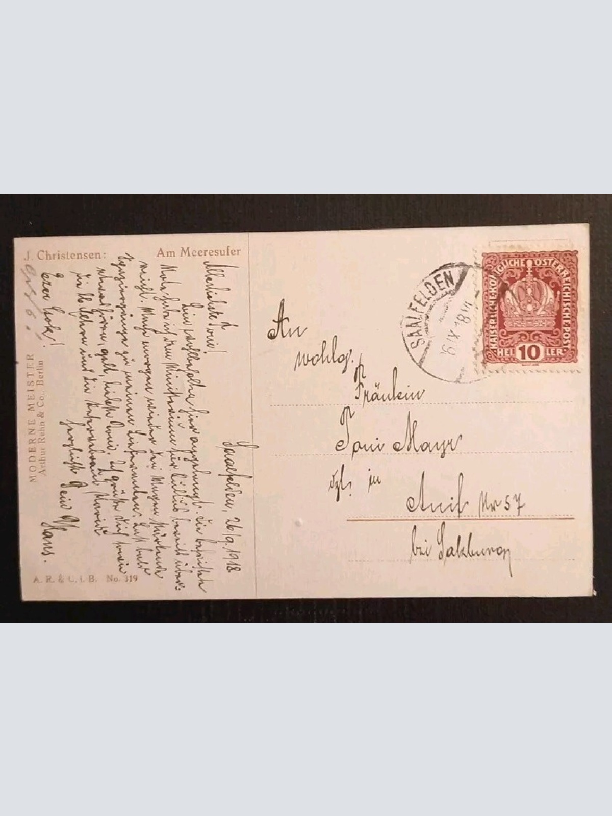 Künstlerkarte J.Christensen Am Meeresufer 600597A Gr