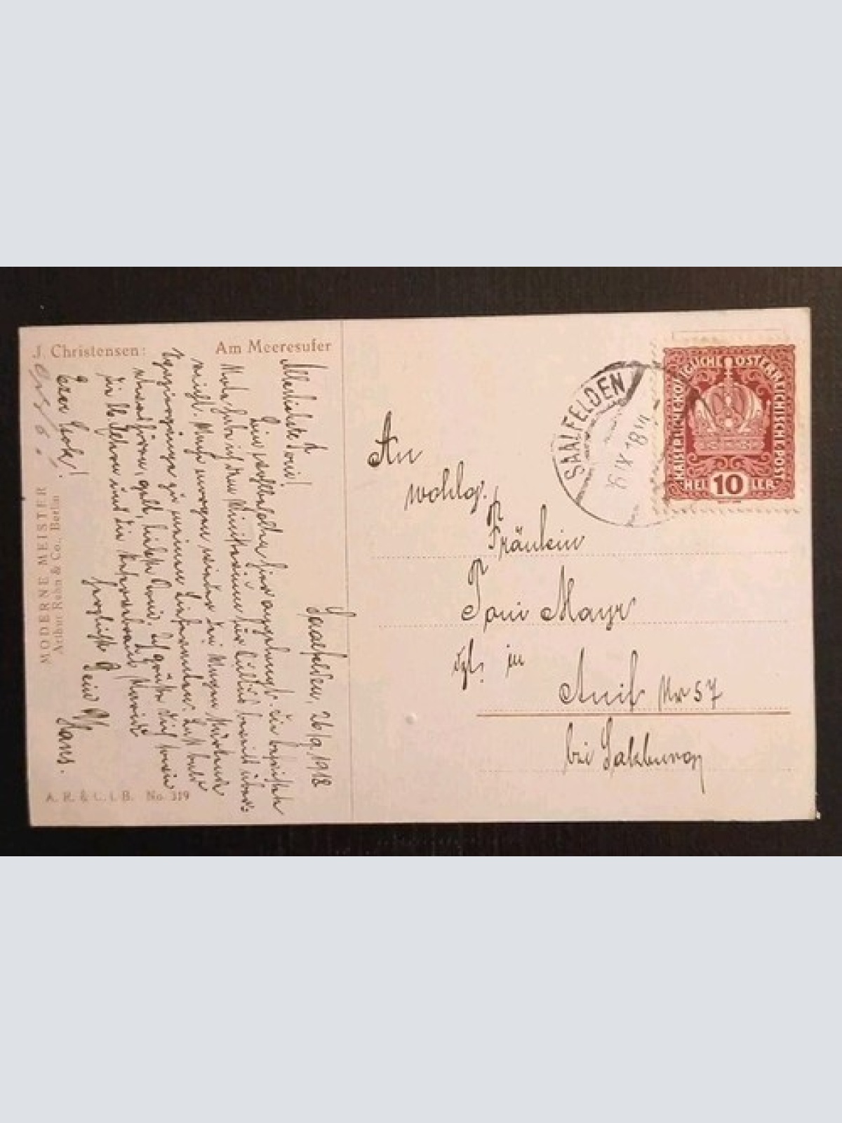 Künstlerkarte J.Christensen Am Meeresufer 600597A Gr