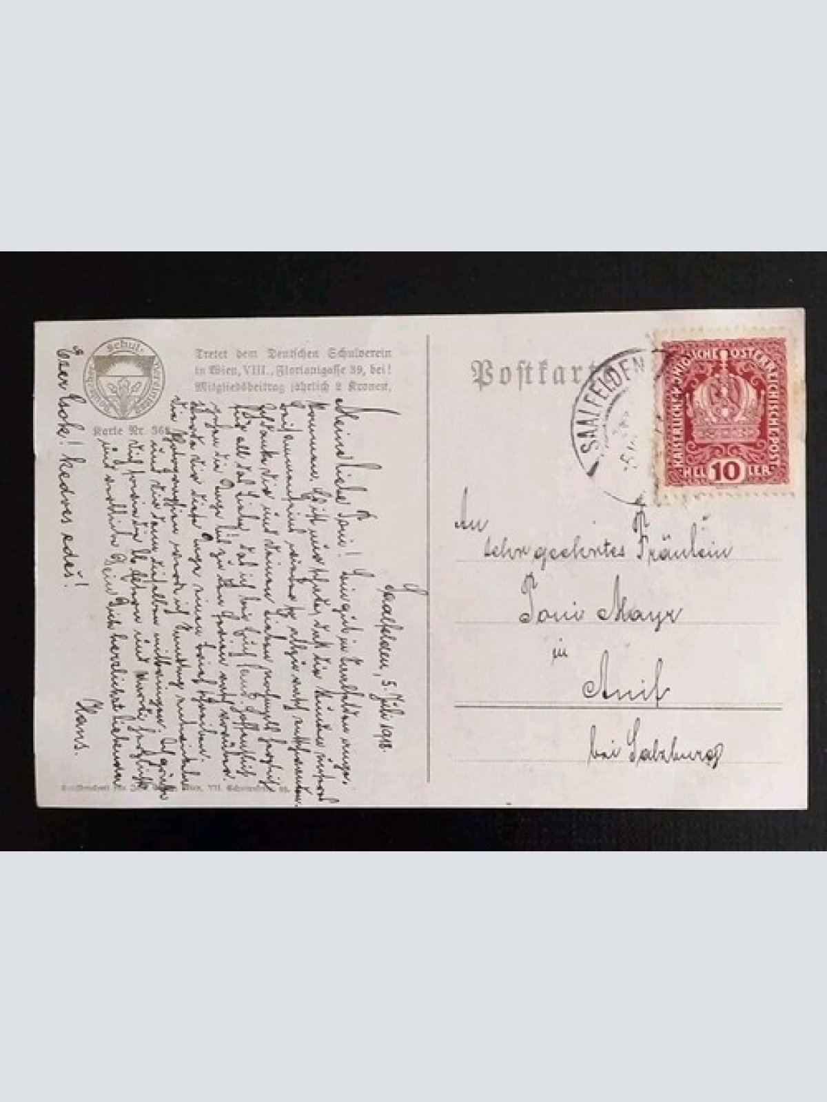 Künstlerkarte Deutscher Schulverein Nr.368 600571A Gr