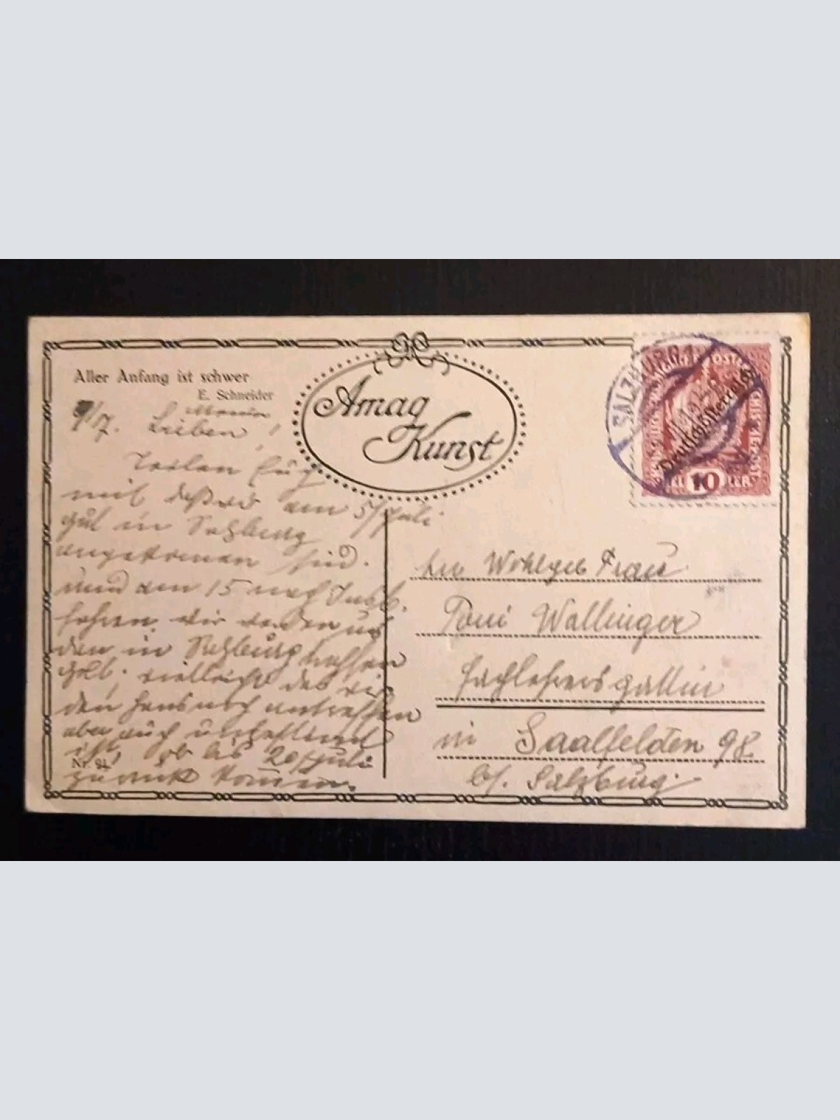 Künstlerkarte Schneider Aller Anfang Ist Schwer 600573A Gr