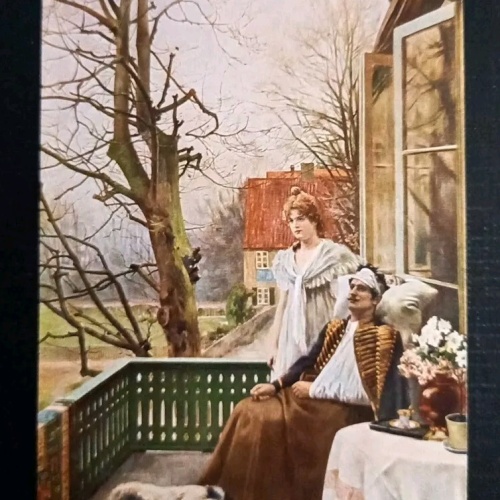 Künstlerkarte Frühlingshoffen Hund 600616A Gr