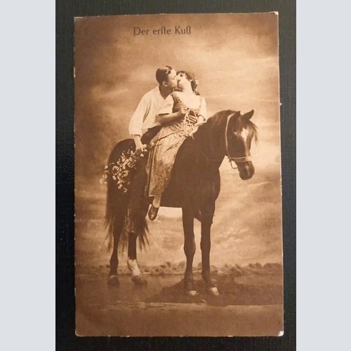 Künstlerkarte Der Erste Kuss Pferd 600607A Gr