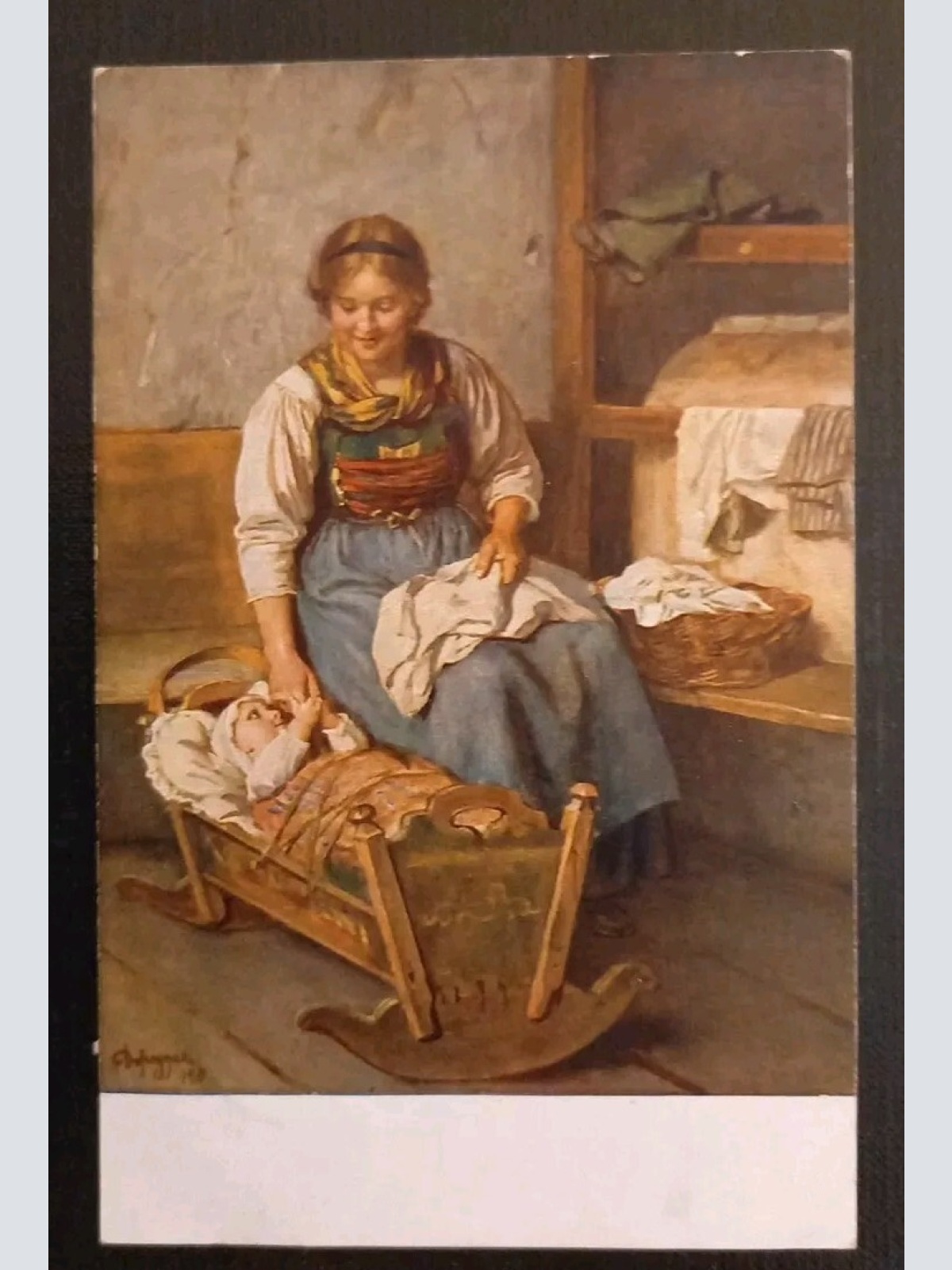 Künstlerkarte Defregger Mutterglück 600627A Gr