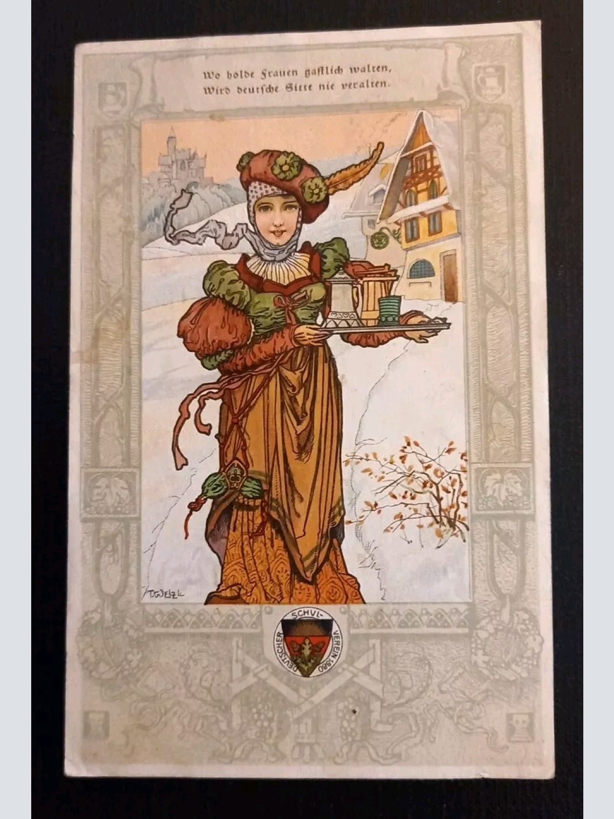Künstlerkarte Deutsche Schulverein Wo Holde Frauen Gastlich Walten 600568A Gr