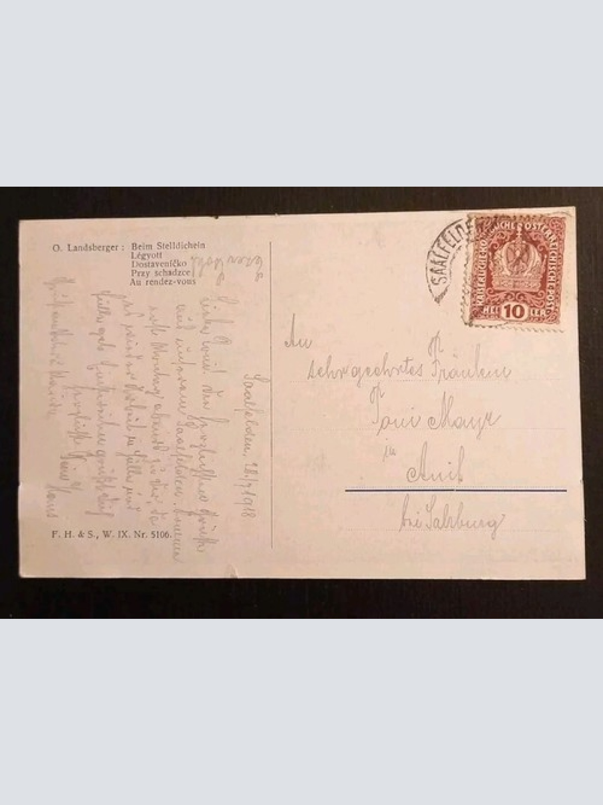 Künstlerkarte Beim Stelldichein Pärchen 600577A Gr