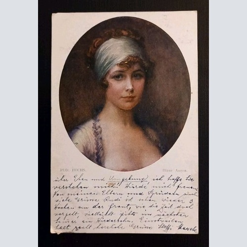 Künstlerkarte Rud.Fuchs Blaue Augen 600583A Gr