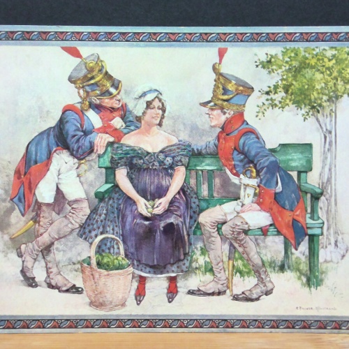 Aus der guten alten Zeit. Dessin 1 Soldaten Bauernmädchen JW 650193 C