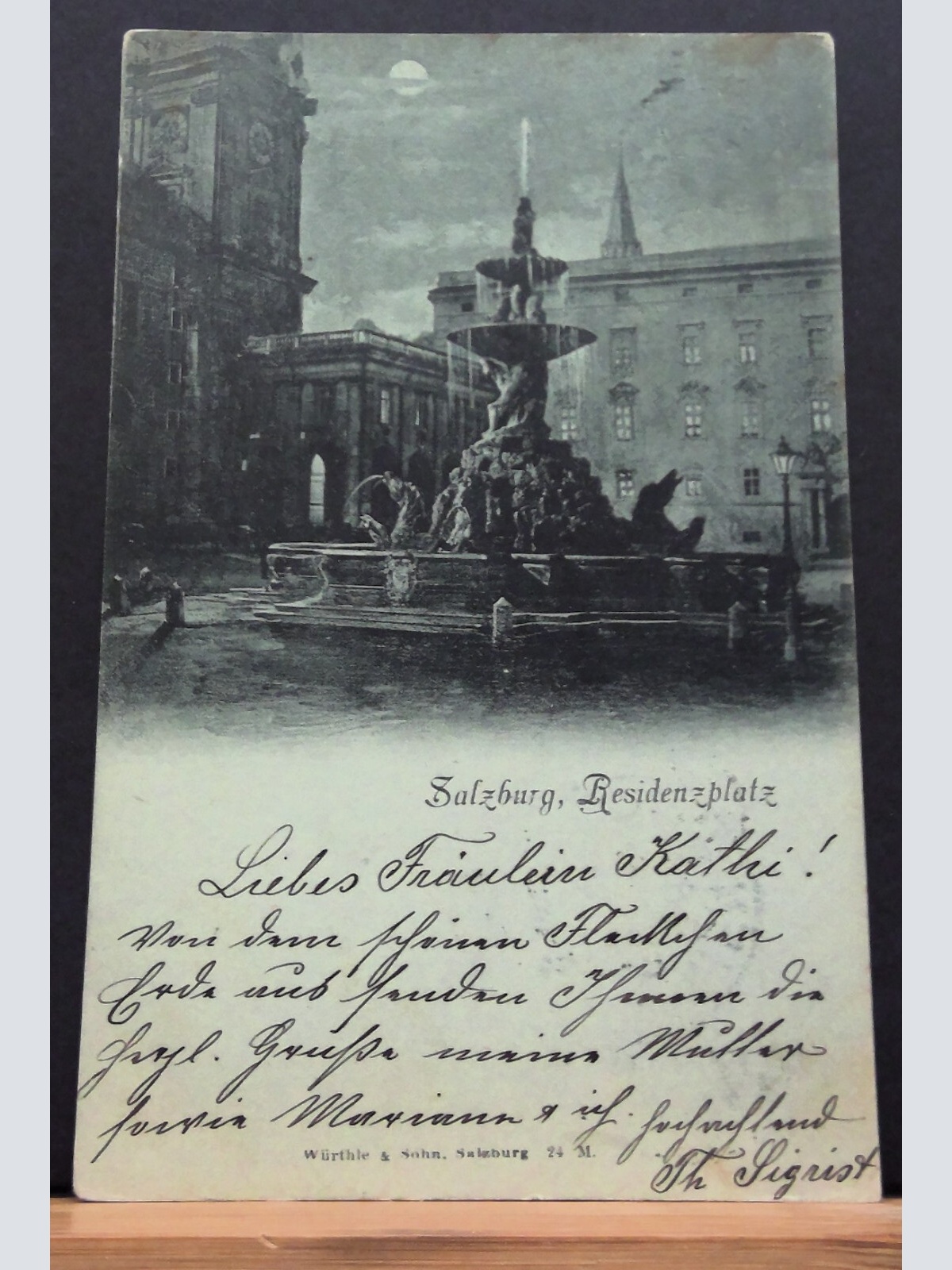 Salzburg Residenzplatz Mondscheinkarte Gemälde JW 650110 C