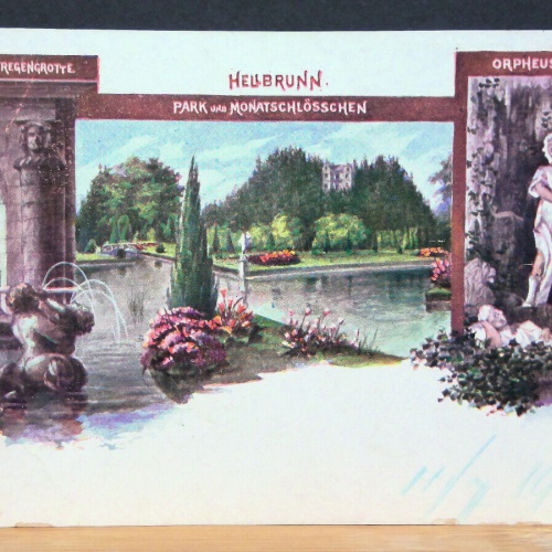 Salzburg Hellbrunn Park mit Monatschlösschen Gemälde JW 650107 C