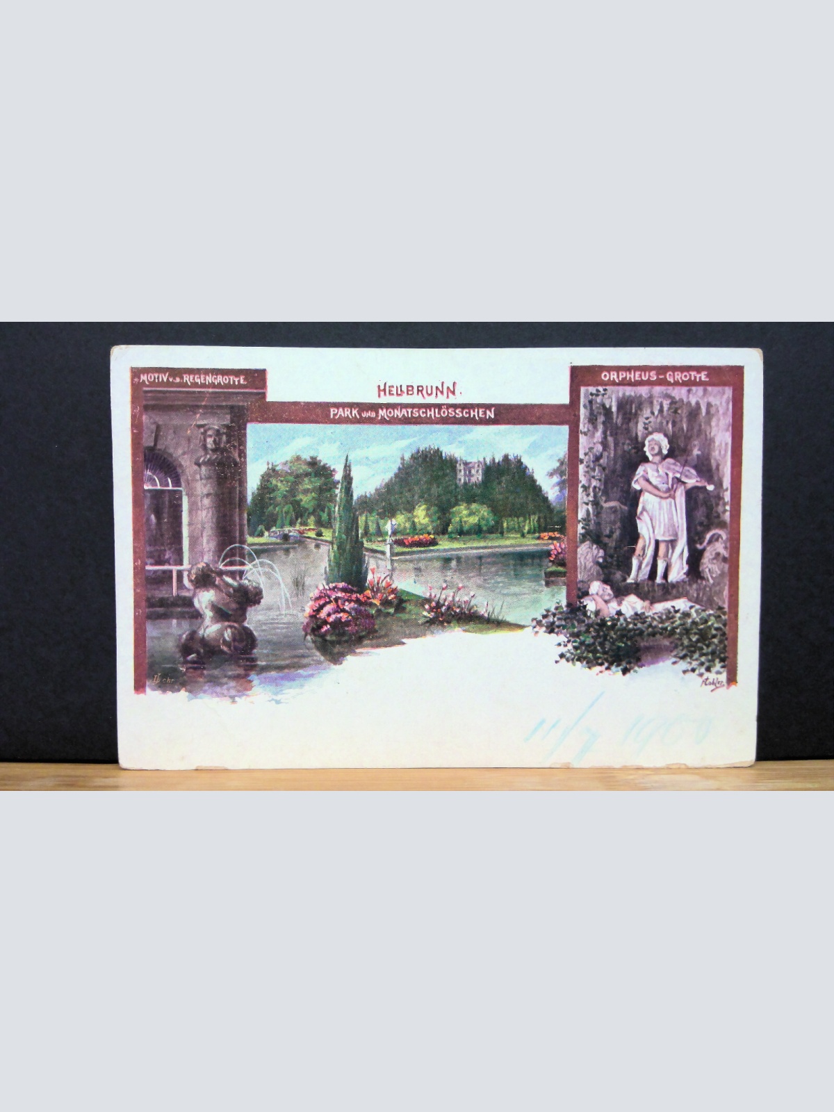 Salzburg Hellbrunn Park mit Monatschlösschen Gemälde JW 650107 C