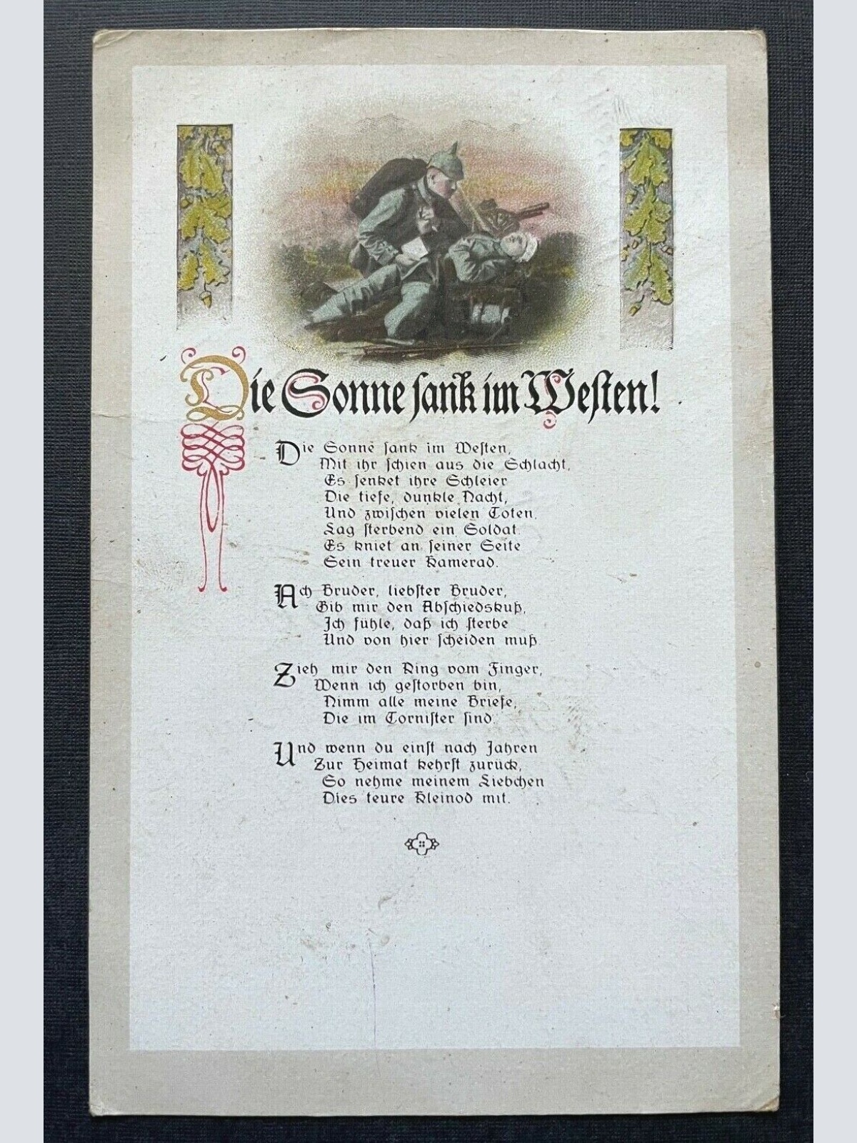 Sonne sank im Westen! Gedicht Spruch Soldaten Abschied Militär Krieg 400320 TH F