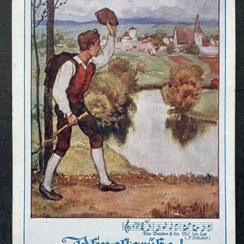 Deutscher Schulverein Pfingstgrüsse Noten Lied Wanderer Mann Ortschaft 400296 TH