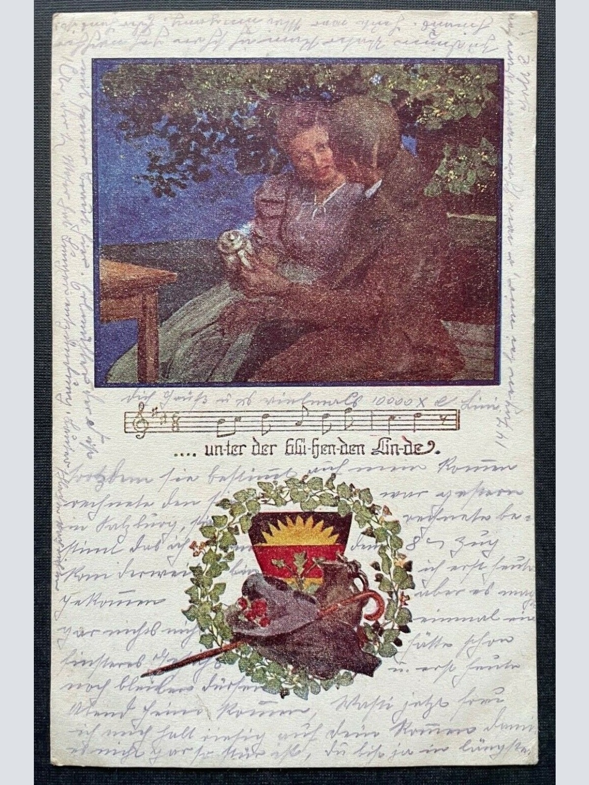 Deutscher Schulverein Noten Lied Unter Linde Paar Mann Frau Krug 400290 TH