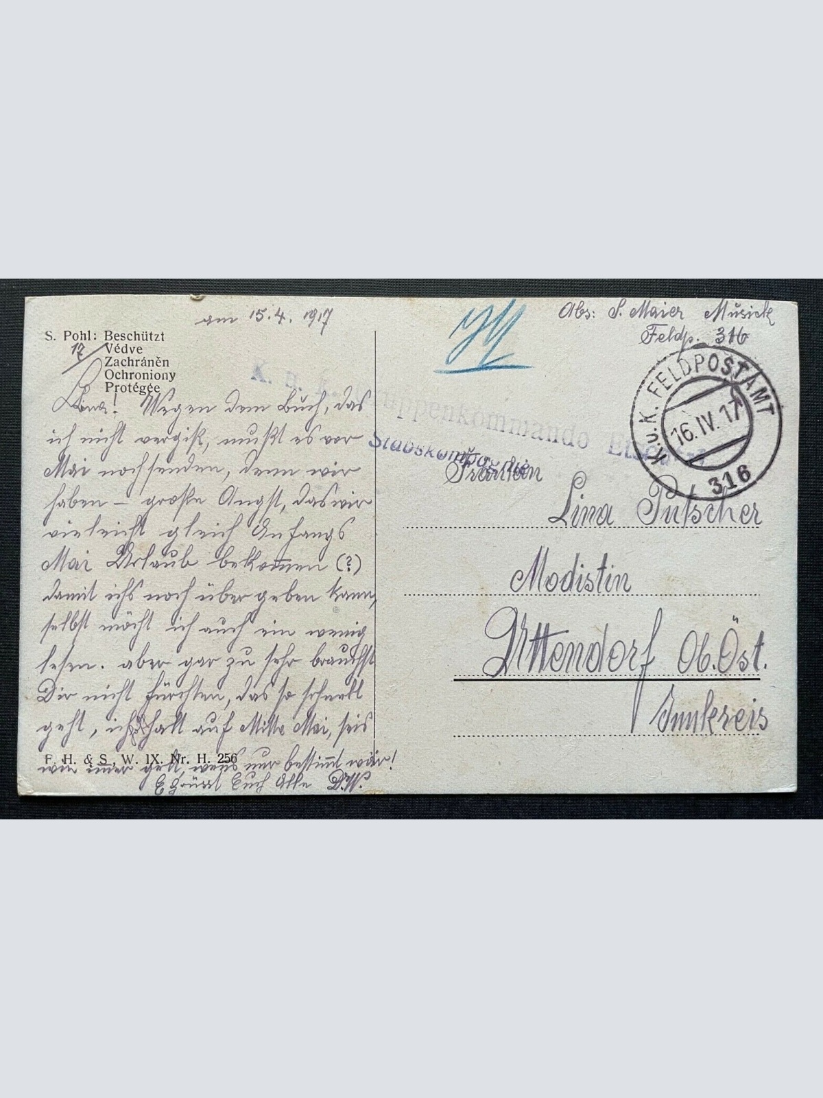 Malerei Beschützt S.Pohl Mann Frau Kind Engel Schwert Wald Feld 400255 TH A