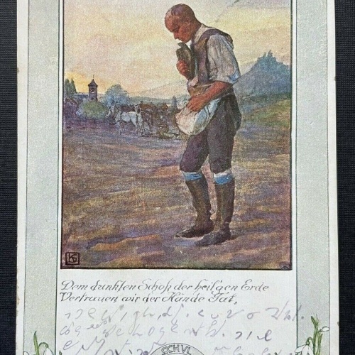Deutscher Schulverein Die Glocke Gedicht Spruch Mann Bauer Erde Ernte 400312 TH