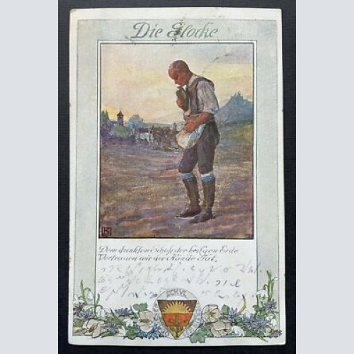 Deutscher Schulverein Die Glocke Gedicht Spruch Mann Bauer Erde Ernte 400312 TH