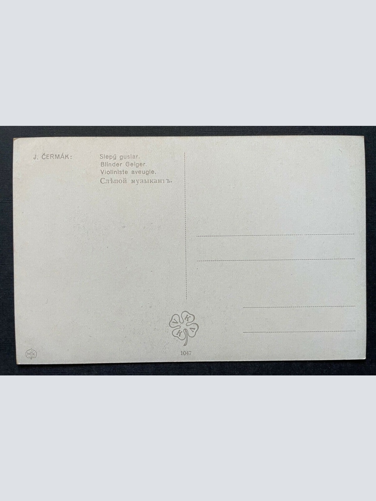 Malerei Blinder Geiger J.Cermak Musiker Violine Mädchen Kopfschmuck 400313 TH F