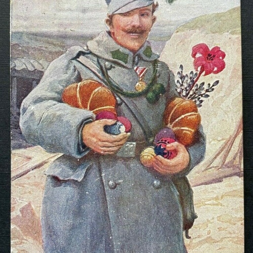 Fröhliche Ostern Soldat Ostereier Blumen Uniform Feldmütze Orden 400311 TH G