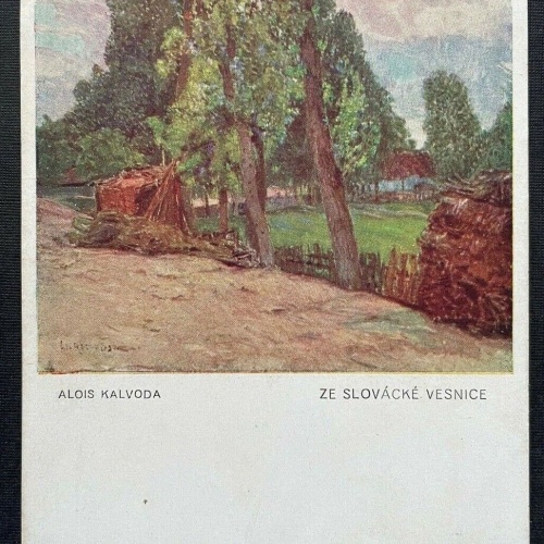 Malerei Ze slovácké vesnice Slowakisches Dorf A.Kalvoda Wald Garten 400254 TH