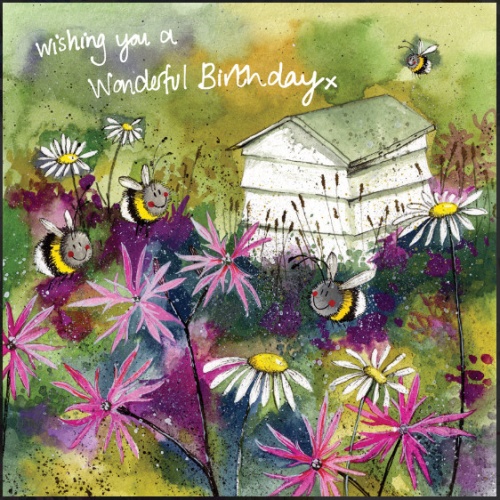 Alex Clark Blumenwiese Bienen zum Geburtstag 140x140 mm incl. Umschlag  0031