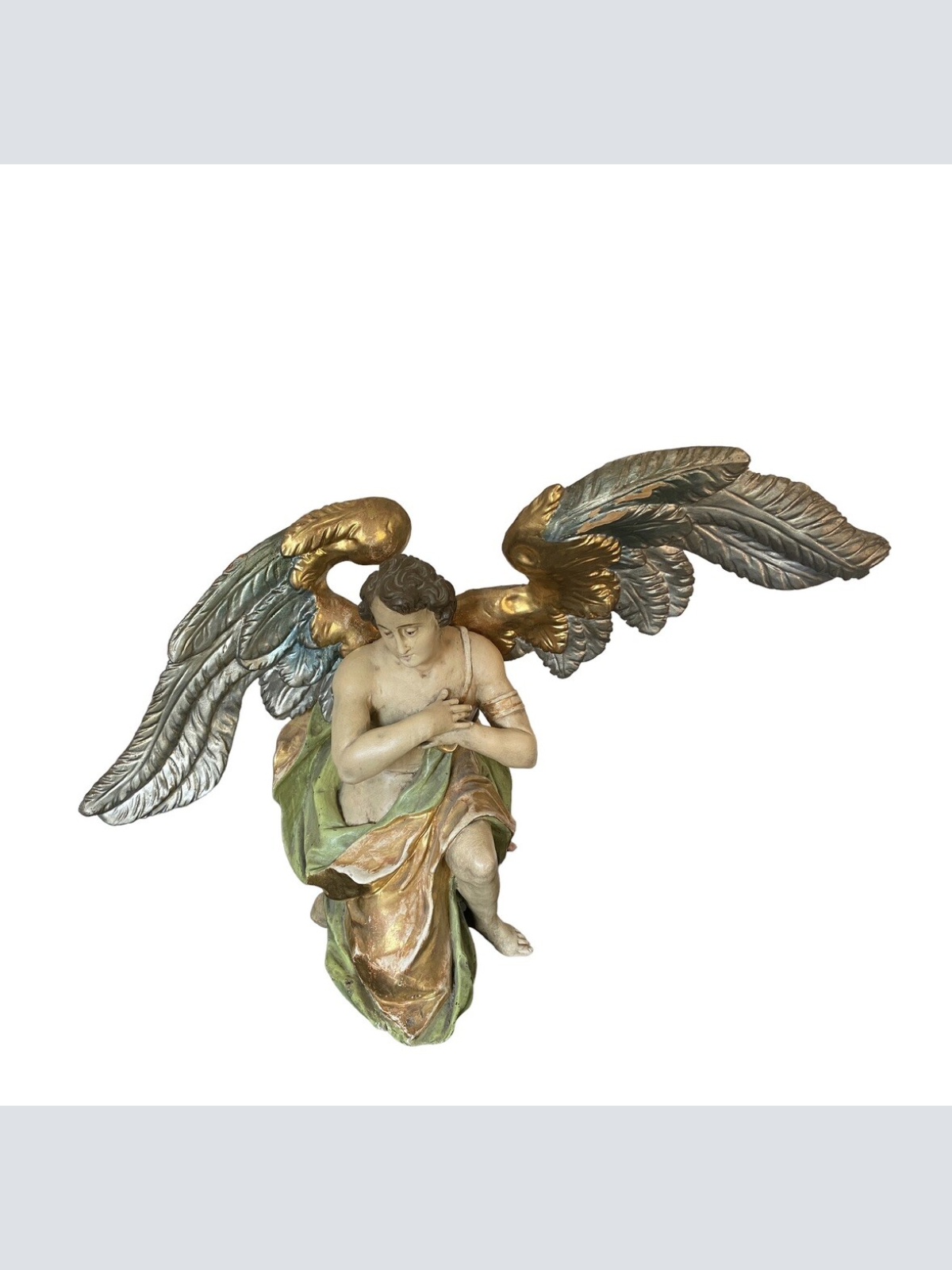 Großer Anbetungs Engel Holzengel Um 1900 Oder früher H 65 B 95 T 45