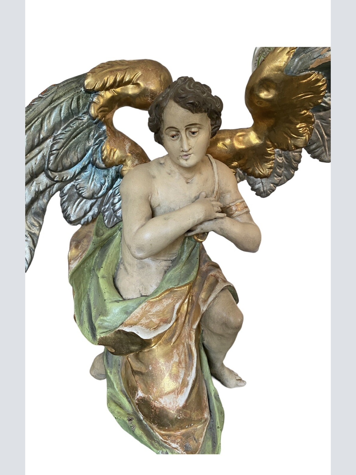 Großer Anbetungs Engel Holzengel Um 1900 Oder früher H 65 B 95 T 45