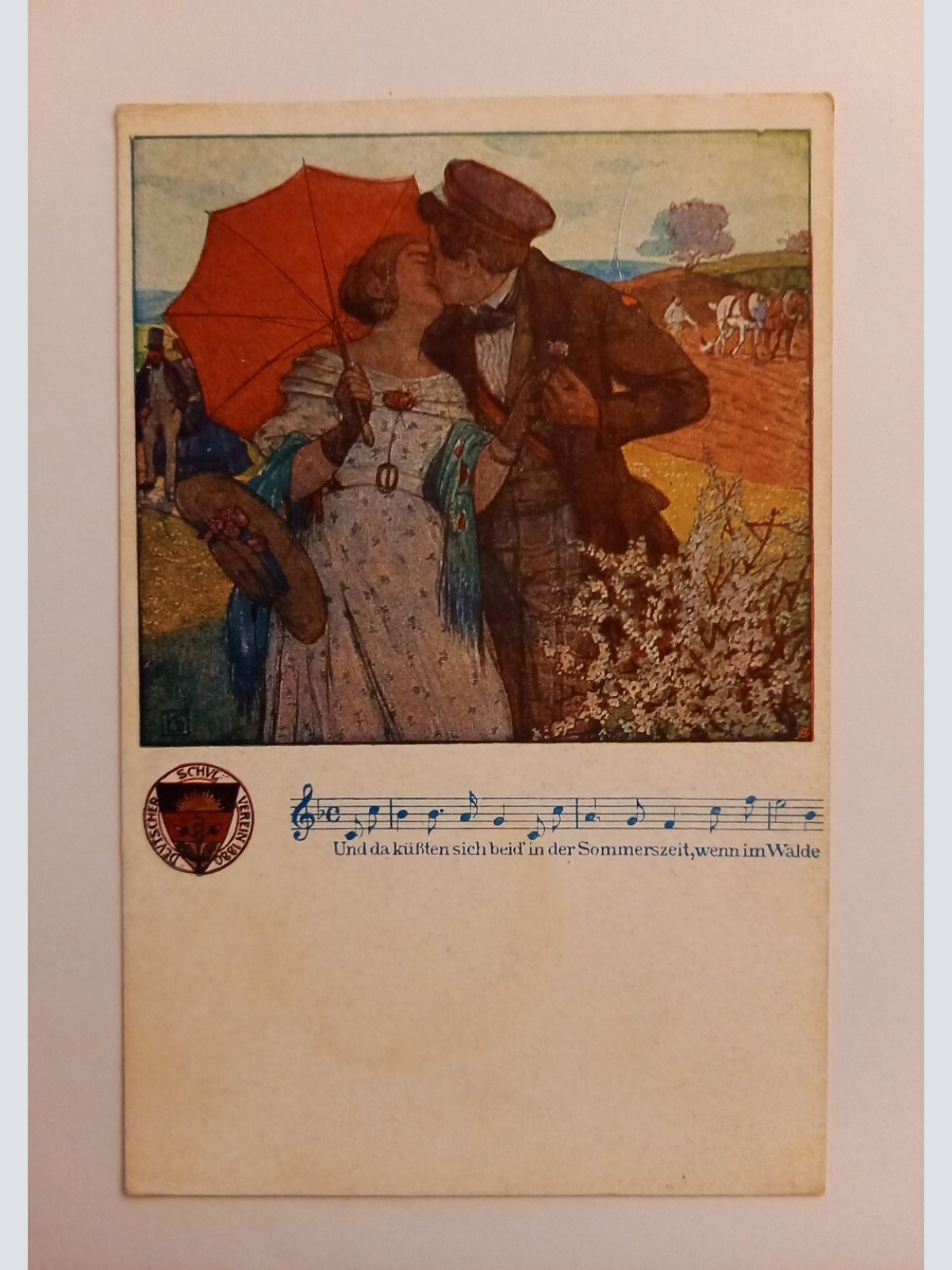 Deutscher Schulverein - Küssendes Paar / Künstlerkarte 500029A gr D