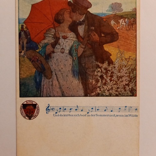 Deutscher Schulverein - Küssendes Paar / Künstlerkarte 500029A gr D