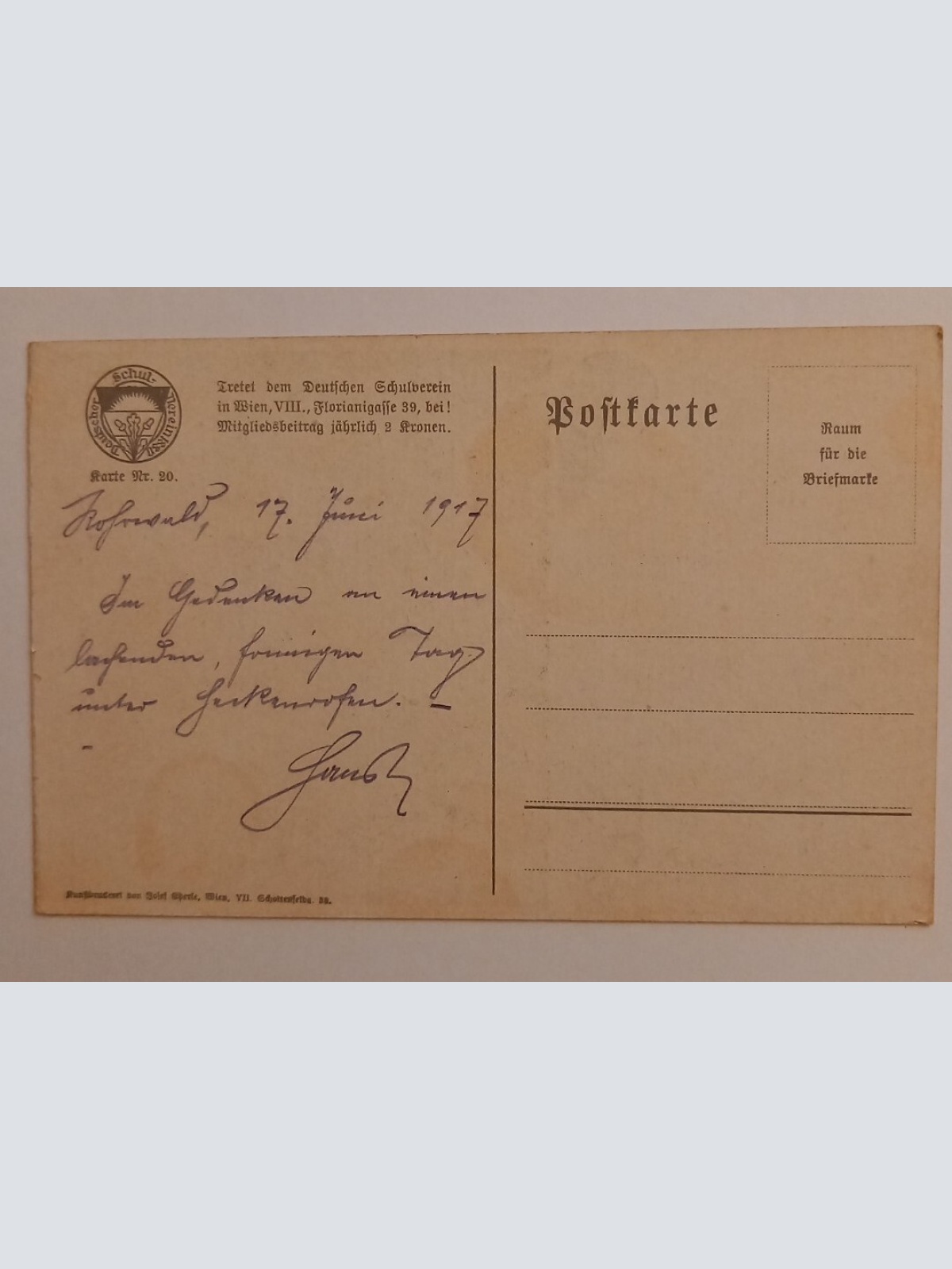 Deutscher Schulverein - Küssendes Paar / Künstlerkarte 500029A gr D