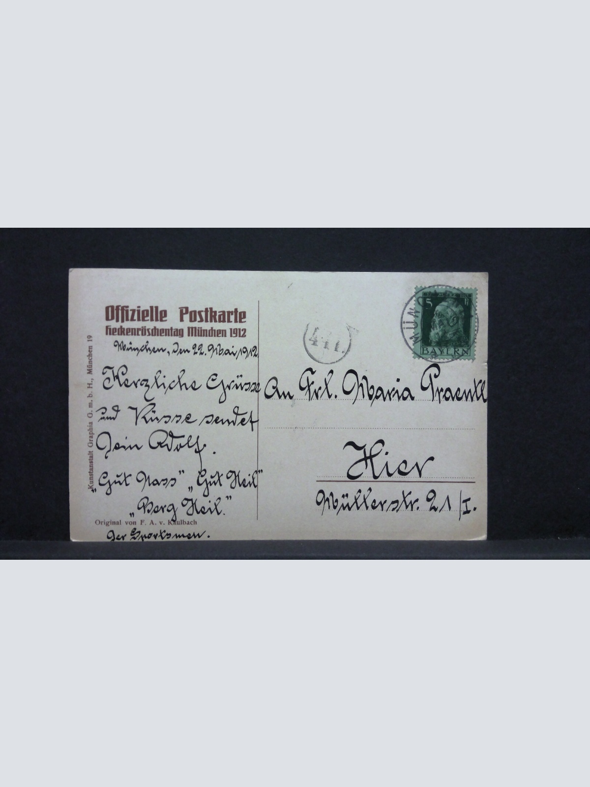 Heckenrosentag Baby Goldmünzenregen F A v Kaulbach Künstlerkarte 500219 jw J