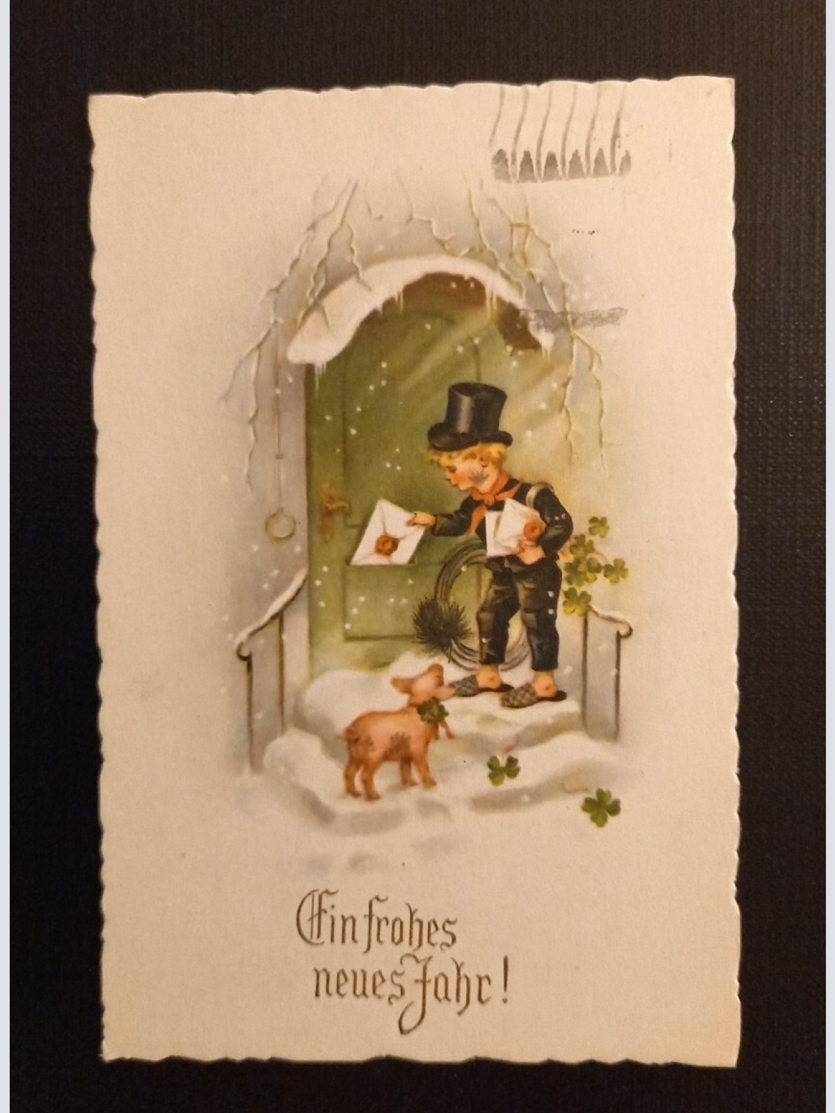 Ein Frohes Neues Jahr Rauchfangkehrer Mit Brief Und Schwein 165318 G