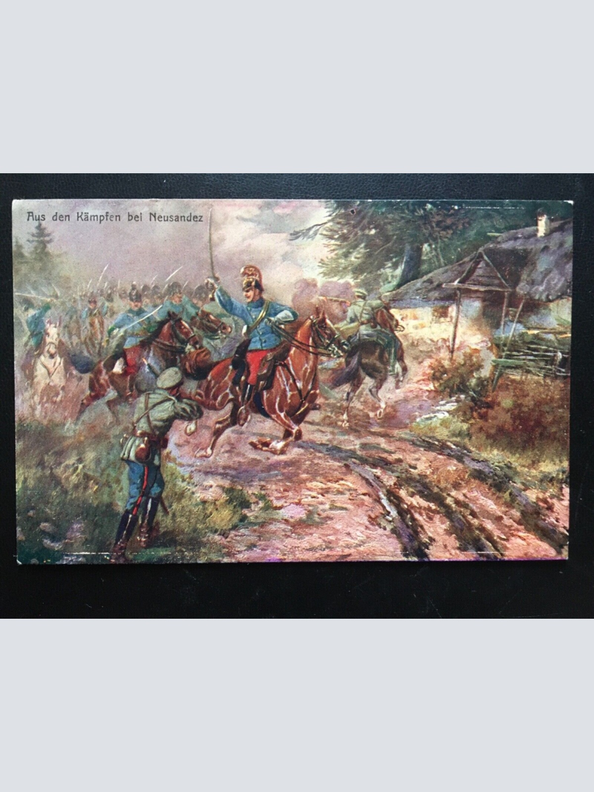 Aus den Kämpfen bei Neusandez - Angriff Soldaten auf Pferd  270001 TH