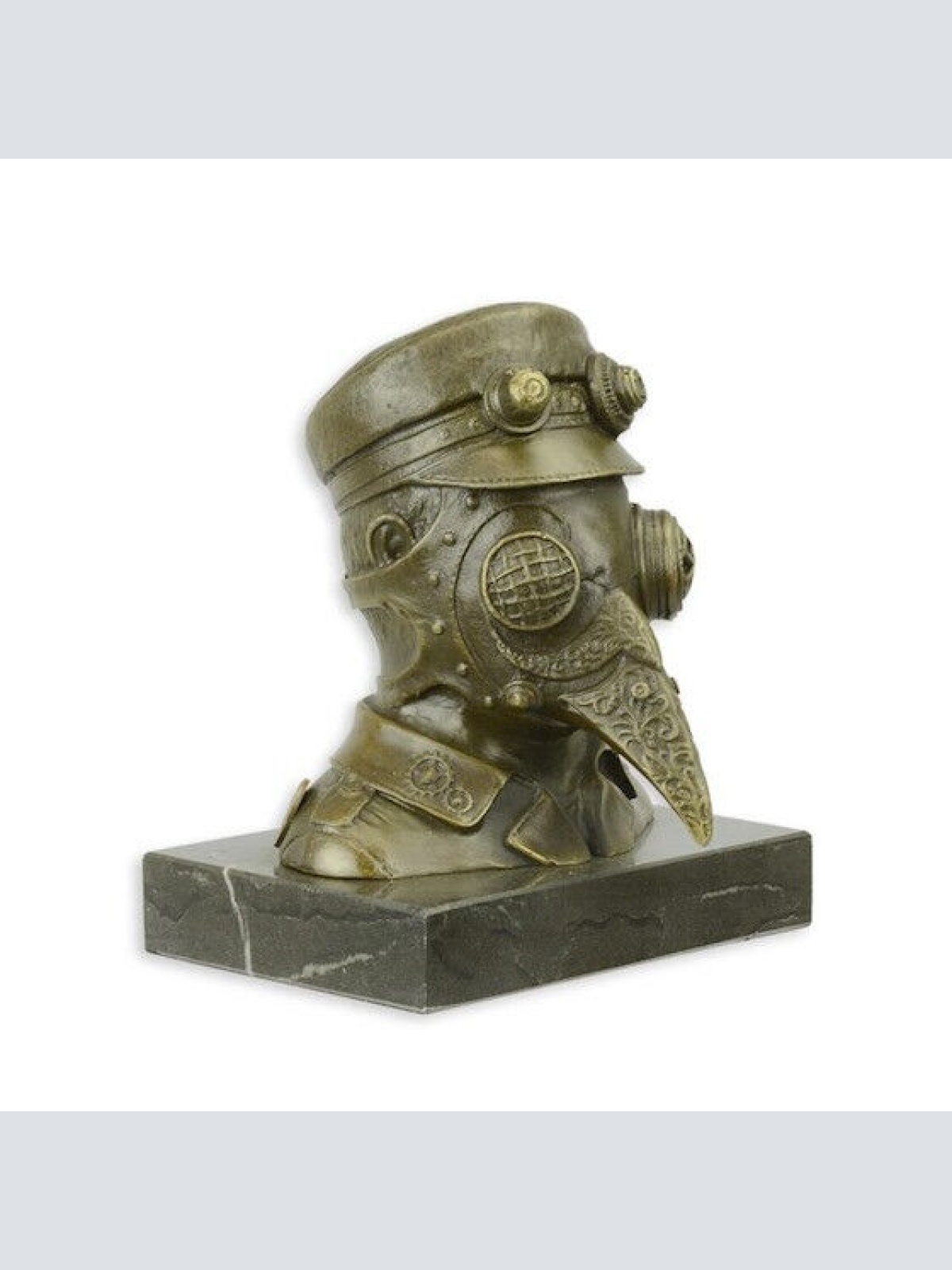 Bronze Skulptur auf Marmor Block Steampunk Pest Arzt H 13 L 9,9 NLBX-16