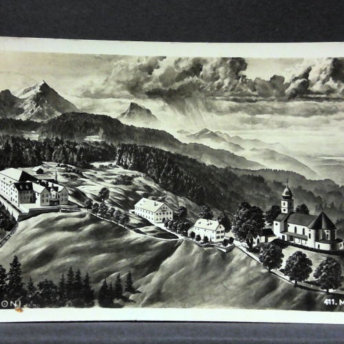 Maria Eck Wallfahrtsort Deutschland Zeichnung Berge JW165420