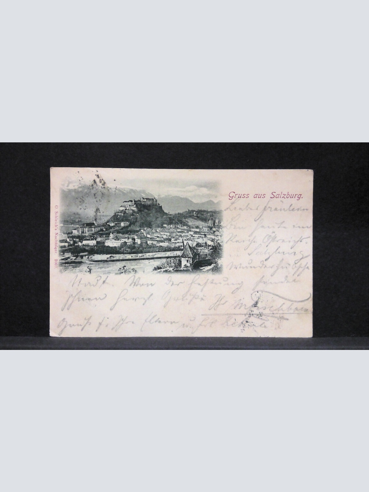 Gruss aus Salzburg Hohensalzburg Berge Zeichnung JW919