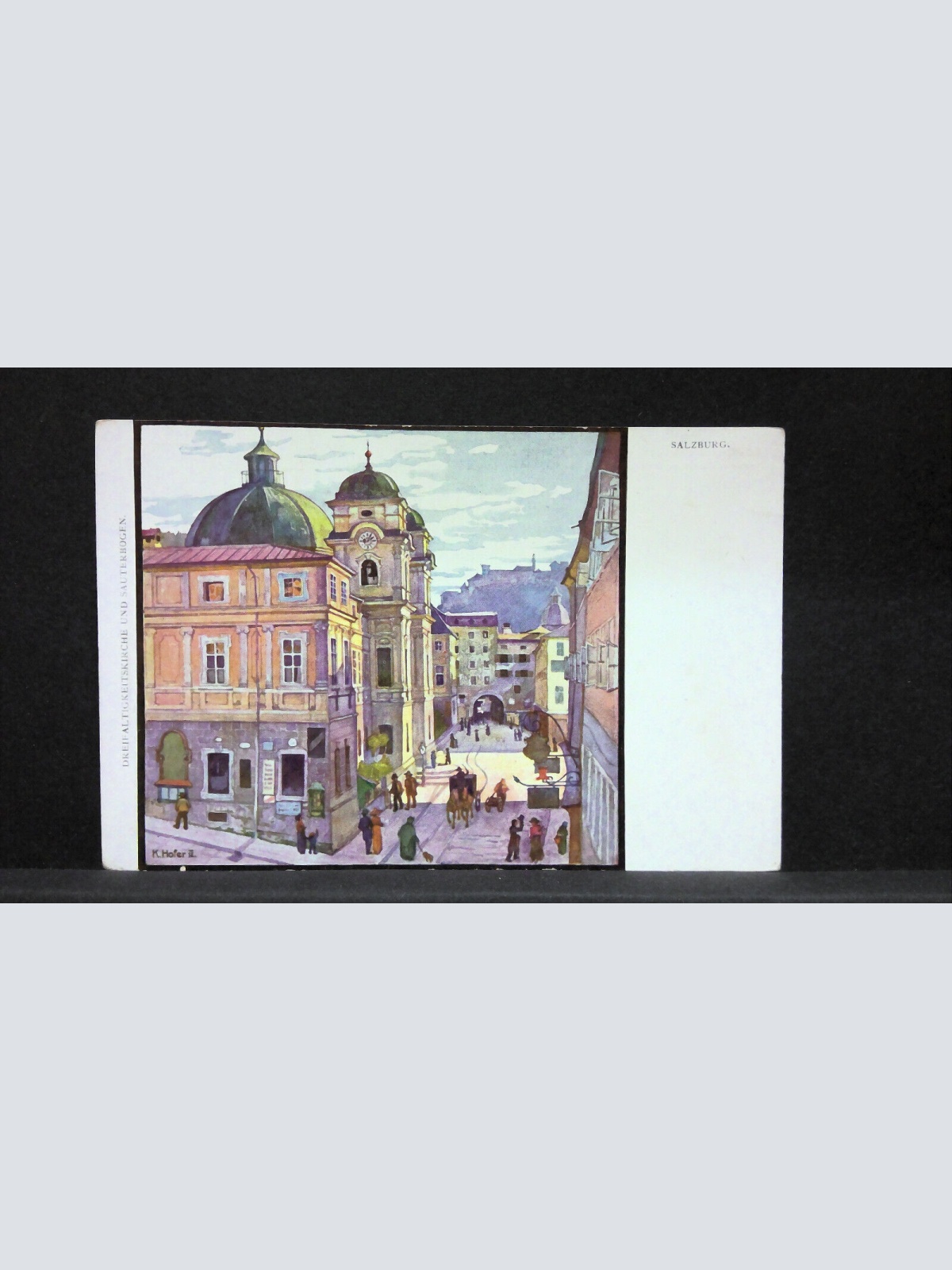 Salzburg Dreifaltigkeitskirche und Sauterbogen Zeichnung Künstlerkarte JW165760