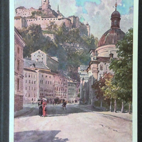 Salzburg Hohensalzburg und Kajetanerplatz Zeichnung Künstlerkarte JW165740