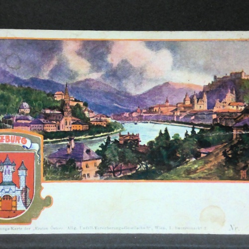 Salzburg Salzach Zeichnung Künstlerkarte JW21541