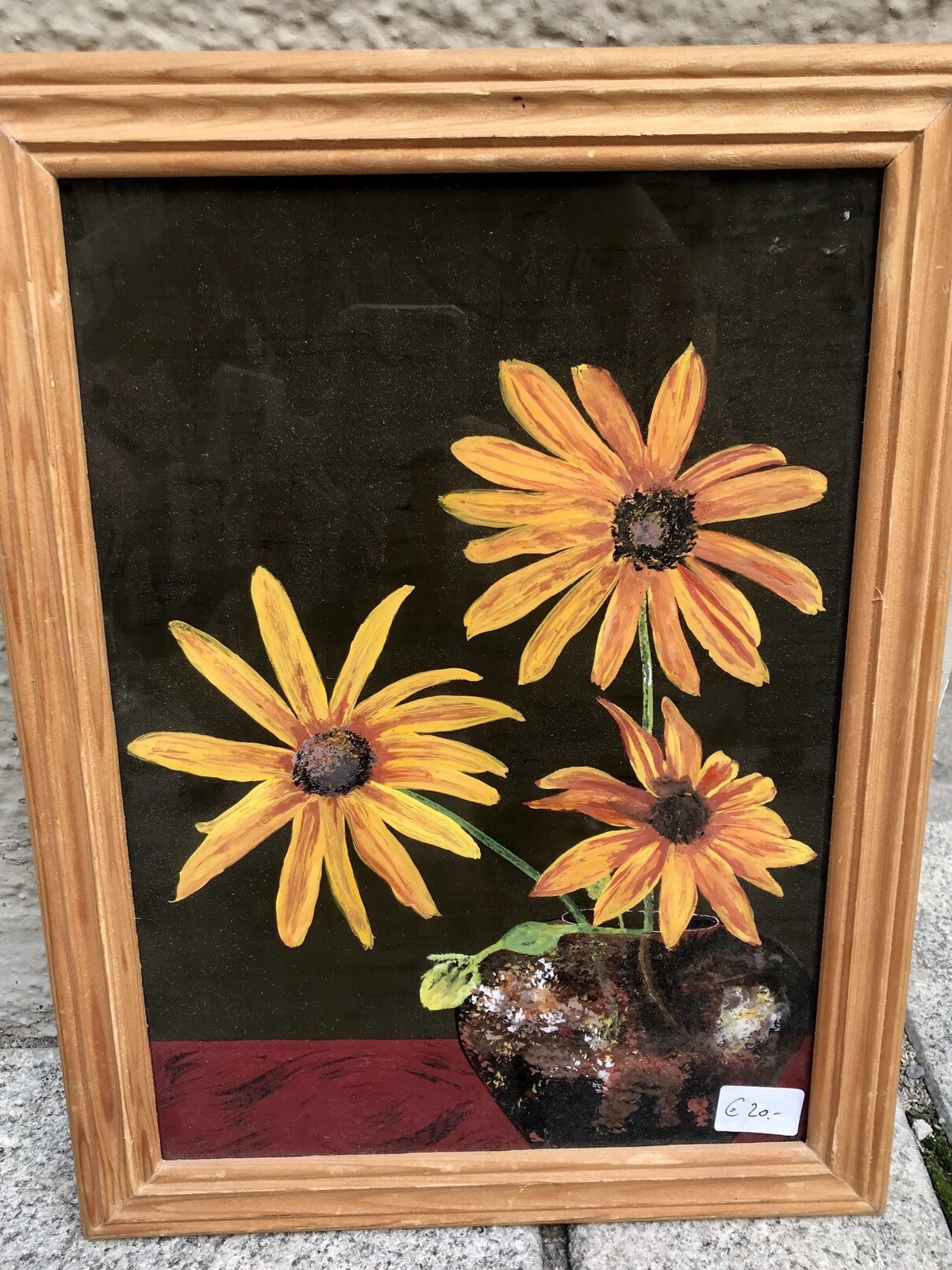 Nostalgie Bild von 1977, Malerei, Blumen, 27,5 x 36,5cm (300011)