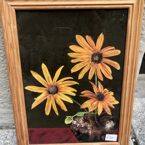 Nostalgie Bild von 1977, Malerei, Blumen, 27,5 x 36,5cm (300011)