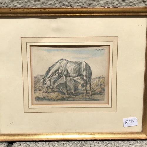 nostalgie bild, Zeichnung 1818, Pferd, Johann Adam, 32 x 26cm (300016)