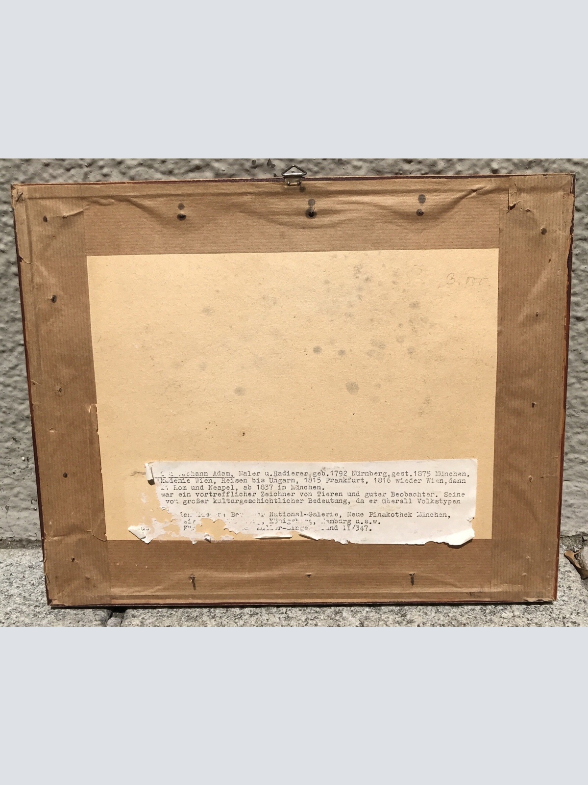 nostalgie bild, Zeichnung 1818, Pferd, Johann Adam, 32 x 26cm (300016)