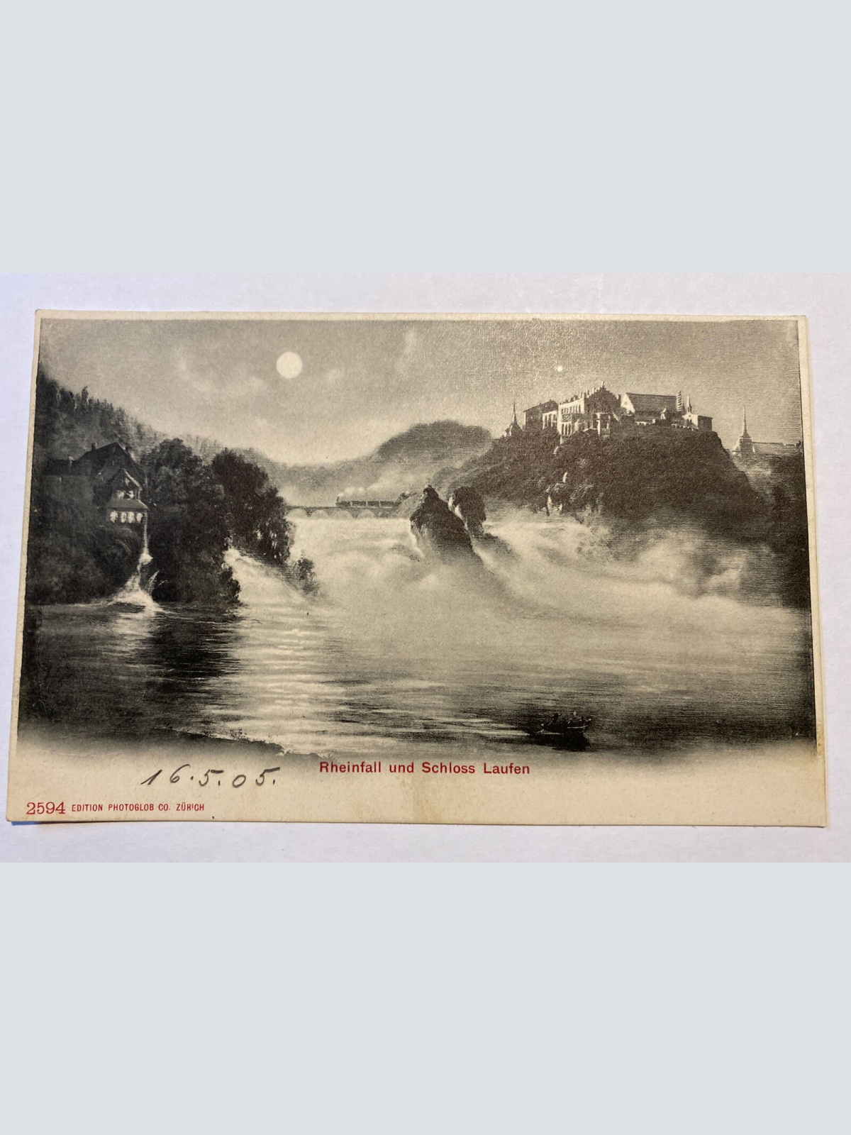 Rheinfall mit Schloß Laufen Mond  84003