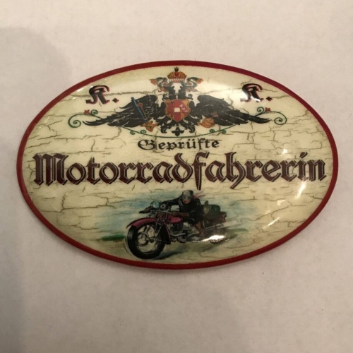 K&k nostalgie flaschenöffner magnetisch motorradfahrerin 7x4,5cm