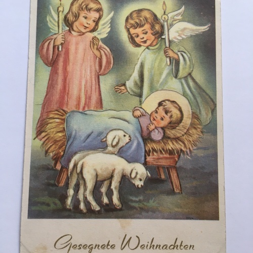 Glückwunsch Weihnachtskarten. Engel und Jesuskind. 643.