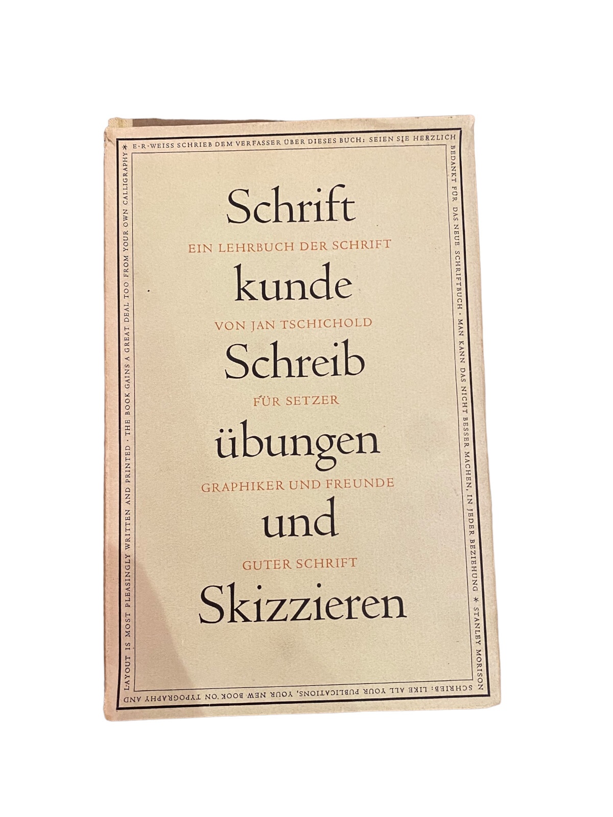4163 Jan Tschichold SCHRIFTKUNDE, SCHREIBÜBUNGEN UND SKIZZIEREN HC +Abb