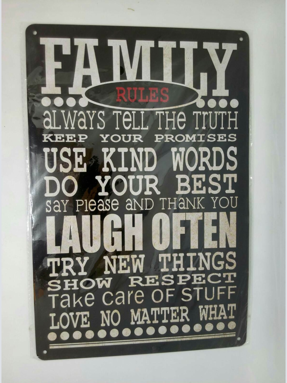 Nostalgie Vintage Retro Blechschild "Family Rules" Spruch s.Bild 30x20 50338