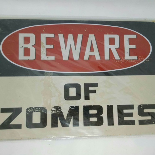Nostalgie Retro Vintage Blechschild "beware of zombies" 30x20 50332